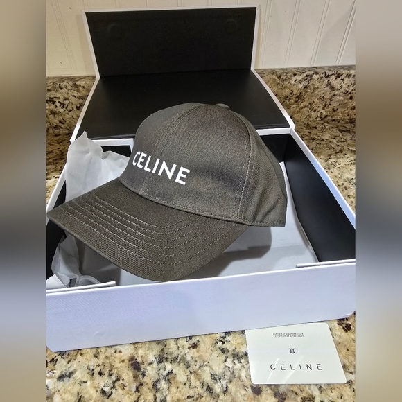 Celine Paris Brown/Grey And White Logo Baseball Cap Hat Size M - Picture 1 of 8